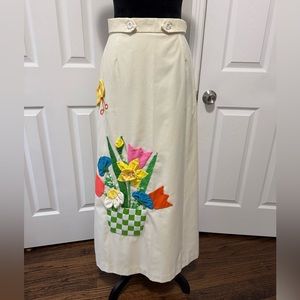 One of a kind 1970’s Catherine Carr floral bouquet wrap skirt